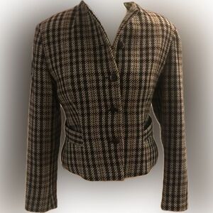 Vintage Italian Made Wool and Kashmir Plaid Blazer Jacket No Manufacture Tag